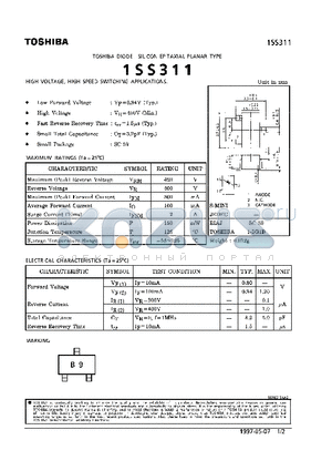 1SS311 datasheet - DIODE (HIGH VOLTAGE, HIGH SPEED SWITCHING APPLICATIONS)