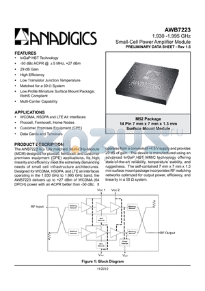 AWB7223RM52P8 datasheet - 1.930 -1.995 GHz Small-Cell Power Amplifier Module