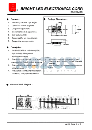 BD-E524RD datasheet - hi-eff red chips, which are made from GaAsP on GaP substrate