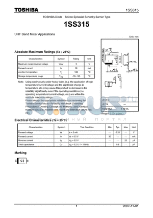 1SS315_07 datasheet - UHF Band Mixer Applications