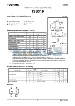 1SS319_07 datasheet - Low Voltage High Speed Switching