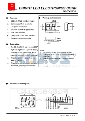 BD-E542RD-A datasheet - green chips, which are made from GaP on GaP substrate