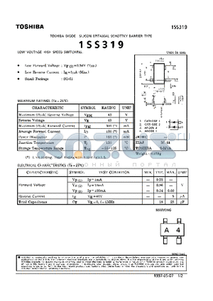 1SS319 datasheet - DIODE (LOW VOLTAGE HIGH SPEED SWITCHING)