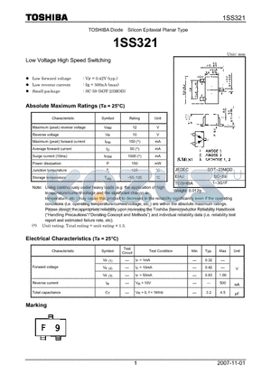 1SS321 datasheet - TOSHIBA Diode Silicon Epitaxial Planar Type
