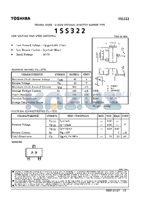1SS322 datasheet - DIODE (LOW VOLTAGE HIGH SPEED SWITCHING)