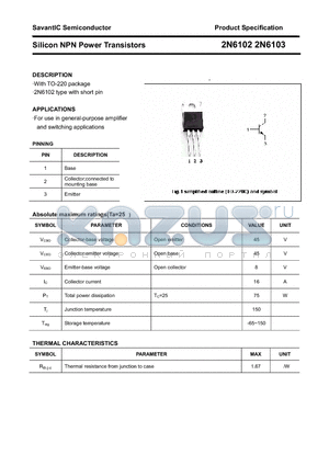 2N6102 datasheet - Silicon NPN Power Transistors