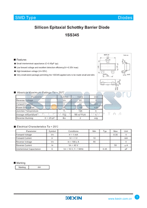 1SS345 datasheet - Sillicon Epitaxial Schottky Barrier Diode