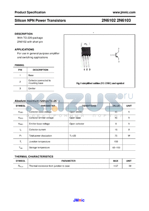 2N6102 datasheet - Silicon NPN Power Transistors