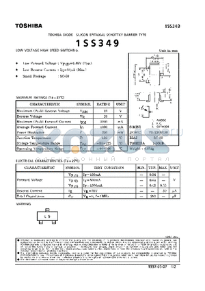 1SS349 datasheet - DIODE (LOW VOLTAGE HIGH SPEED SWITCHING)