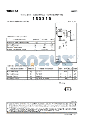 1SS315 datasheet - DIODE (UHF BAND MIXER APPLICATIONS)
