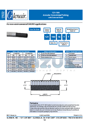 121-190-09SL datasheet - Annular Convoluted Tubing with External Braid