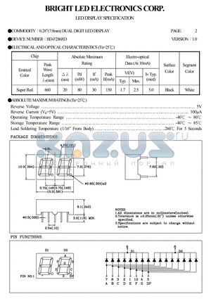 BD-F286RD datasheet - 0.28(7.0mm) DUAL DIGIT LED DISPLAY