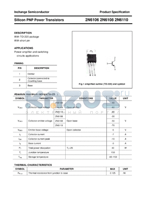 2N6108 datasheet - Silicon PNP Power Transistors