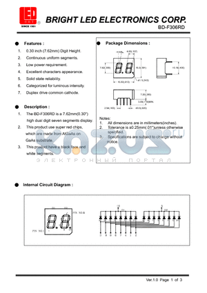 BD-F306RD datasheet - super red chips, which are made from AlGaAs on GaAs substrate.