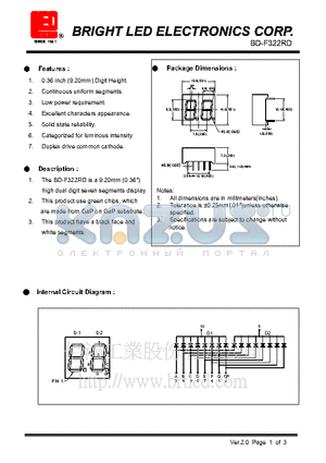 BD-F322RD datasheet - green chips, which are made from GaP on GaP substrate