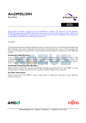 AM29PDL129H5VKI datasheet - 128 Megabit (8 M x 16-Bit) CMOS 3.0 Volt-only, Page Mode Simultaneous Read/Write Flash Memory with Enhanced VersatileIO