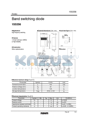 1SS356 datasheet - Band switching diode