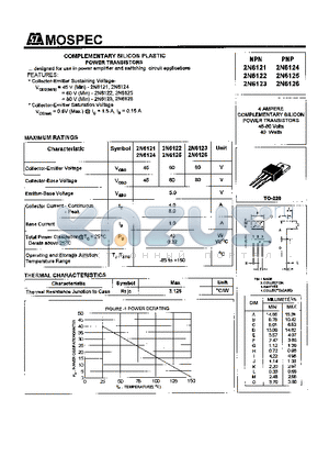 2N6121 datasheet - COMPLEMENTARY SILICON PLASTIC POWER TRANSISTORS