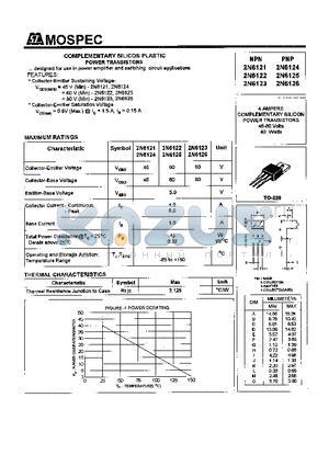 2N6122 datasheet - COMPLEMENTARY SILICON PLASTIC POWER TRANSISTORS