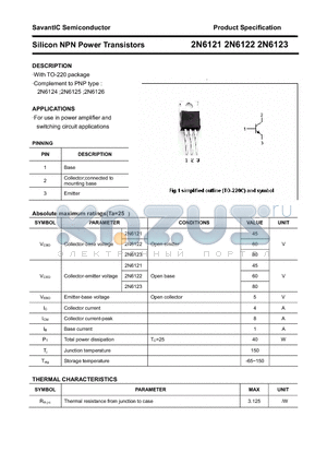 2N6121 datasheet - Silicon NPN Power Transistors