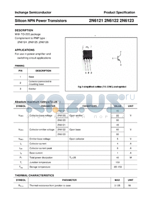 2N6122 datasheet - Silicon NPN Power Transistors