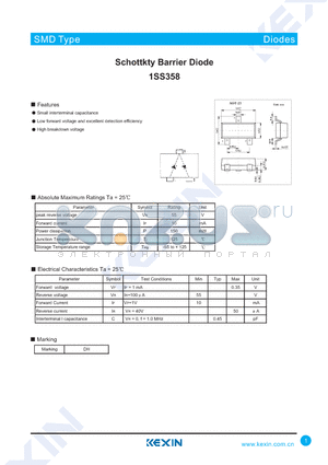 1SS358 datasheet - Schottkty Barrier Diode