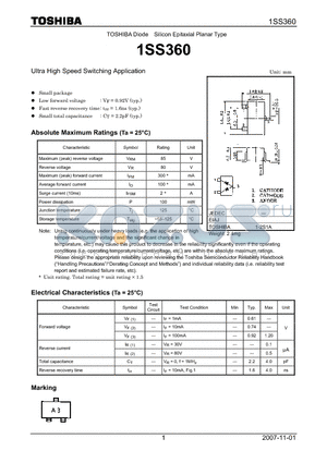 1SS360_07 datasheet - Ultra High Speed Switching Application