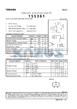 1SS361 datasheet - DIODE (ULTRA HIGH SPEED SWITCHING APPLICATION)