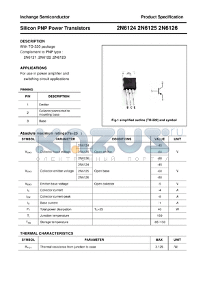2N6126 datasheet - Silicon PNP Power Transistors