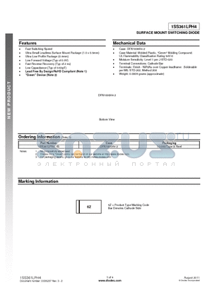 1SS361LPH4 datasheet - SURFACE MOUNT SWITCHING DIODE