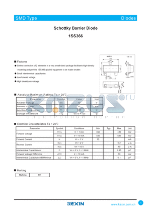 1SS366 datasheet - Schottky Barrier Diode