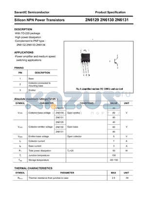 2N6130 datasheet - Silicon NPN Power Transistors