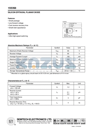 1SS368 datasheet - SILICON EPITAXIAL PLANAR DIODE