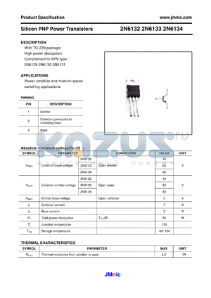 2N6132 datasheet - Silicon PNP Power Transistors