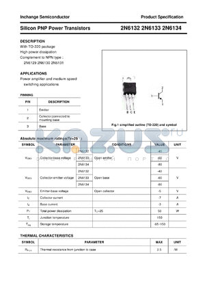 2N6132 datasheet - Silicon PNP Power Transistors