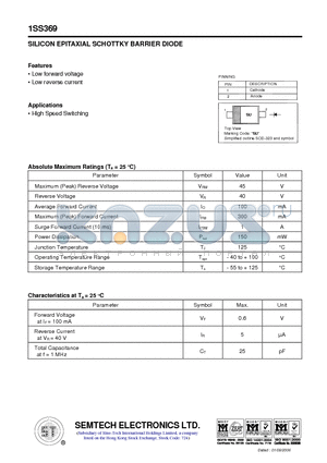 1SS369 datasheet - SILICON EPITAXIAL SCHOTTKY BARRIER DIODE