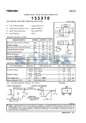 1SS370 datasheet - DIODE (HIGH VOLTAGE, HIGH SPEED SWITCHING APPLICATIONS)