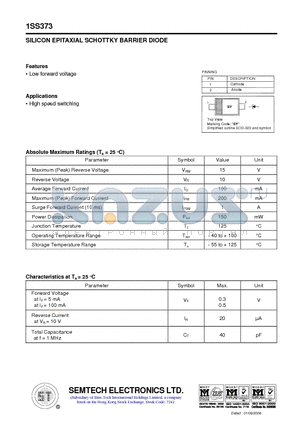 1SS373 datasheet - SILICON EPITAXIAL SCHOTTKY BARRIER DIODE