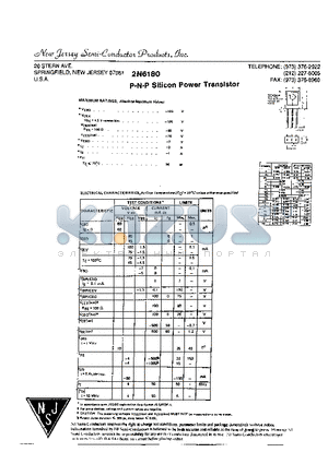 2N6180 datasheet - P-N-P SILICON POWER TRANSISTOR