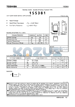 1SS381 datasheet - DIODE (VHF TUNER BAND SWITCH APPLICATIONS)