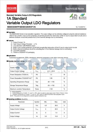 BD00C0AWCP-V5 datasheet - 1A Standard Variable Output LDO Regulators