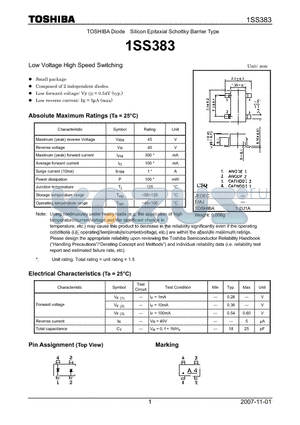 1SS383 datasheet - Low Voltage High Speed Switching