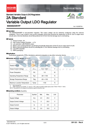 BD00D0AWHFP_11 datasheet - 2A Standard Variable Output LDO Regulator