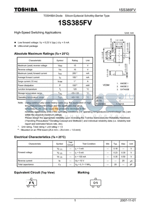 1SS385FV datasheet - High-Speed Switching Applications