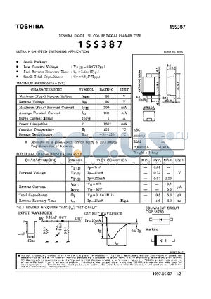 1SS387 datasheet - DIODE (ULTRA HIGH SPEED SWITCHING APPLICATION)