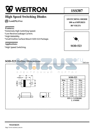 1SS387 datasheet - High Speed Switching Diodes