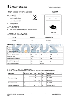 1SS388 datasheet - High Speed Switching Diode