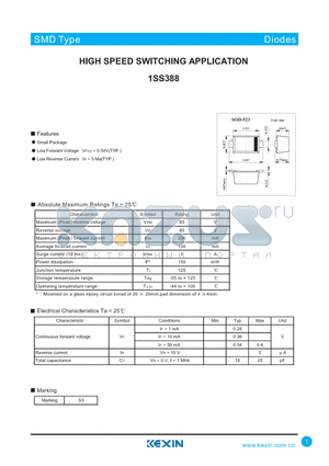 1SS388 datasheet - HIGH SPEED SWITCHING APPLICATION