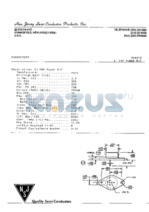 2N6213 datasheet - SI PNP POWER BJT