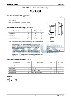 1SS381_07 datasheet - VHF Tuner Band Switch Applications